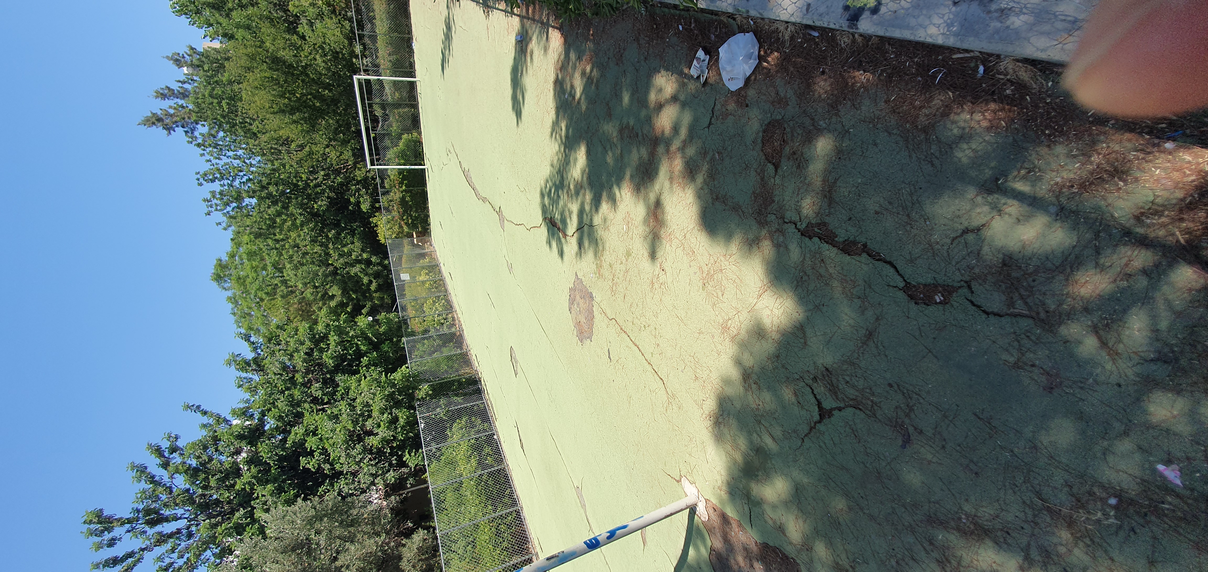 Broken flooring on mini football pitch dangerous for children
