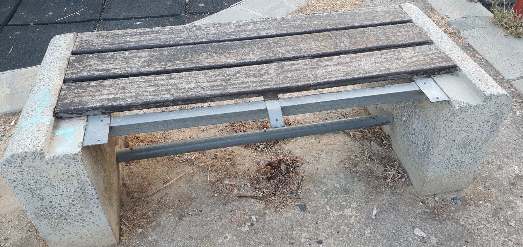 *Dangerous*: Broken bench in childrens' playground
